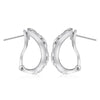 WIDE .47CT DIAMOND 14KT WHITE GOLD 3D MATTE AND SHINY UMBRELLA CLIP ON EARRINGS