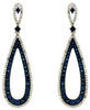 LARGE 1.70CT DIAMOND & AAA SAPPHIRE 14KT WHITE GOLD TEAR DROP HANGING EARRINGS