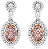 .66CT WHITE & PINK DIAMOND 14K WHITE & ROSE GOLD CLUSTER FLOWER HANGING EARRINGS