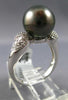 .26CT DIAMOND & AAA TAHITIAN PEARL 14K WHITE GOLD CLASSIC DOUBLE HEART LOVE RING
