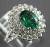 2.29CT DIAMOND & AAA EMERALD 18KT WHITE GOLD 3D OVAL DOUBLE HALO ENGAGEMENT RING