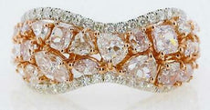 3.81CT WHITE & PINK DIAMOND 18KT WHITE & ROSE GOLD MULTI SHAPE CLUSTER LOVE RING