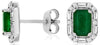 1.37CT DIAMOND & AAA EMERALD 14KT WHITE GOLD EMERALD CUT & ROUND STUD EARRINGS