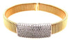 ESTATE LARGE 2.10CT DIAMOND 18K 2 TONE GOLD MULTI ROW SNAKE CUFF BANGLE BRACELET