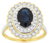 2.94CT DIAMOND & AAA SAPPHIRE 14KT YELLOW GOLD 3D OVAL & ROUND ANNIVERSARY RING