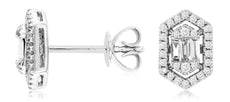 .29CT DIAMOND 14KT WHITE GOLD 3D CLASSIC 3 STONE JOURNEY LOVE HANGING EARRINGS