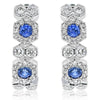 .76CT DIAMOND & AAA SAPPHIRE 14KT WHITE GOLD 3D HEXAGON FLOWER HANGING EARRINGS