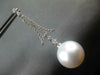 LARGE .6CT DIAMOND & AAA SOUTH SEA PEARL 18K WHITE GOLD V SHAPE HANGING EARRINGS
