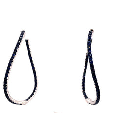 LARGE 2.76CT AAA SAPPHIRE 18K WHITE GOLD INSIDE OUT DOUBLE WAVE HANGING EARRINGS