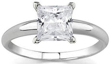 .75CT DIAMOND 14KT WHITE GOLD 3D PRINCESS CUT SOLITAIRE 4 PRONG ENGAGEMENT RING
