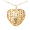EXTRA LARGE 1.28CT DIAMOND 18KT YELLOW GOLD 3D PUFF HEART LOVE FLOATING PENDANT