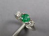 .77CT DIAMOND & AAA EMERALD 14KT WHITE GOLD ROUND 3 STONE ENGAGEMENT RING #27235