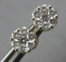 .50CT DIAMOND 14KT YELLOW GOLD 3D CLASSIC CLUSTER FLOWER INVISIBLE STUD EARRINGS