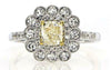 1.51CT WHITE & FANCY YELLOW DIAMOND 18KT TWO TONE GOLD 3D FLOWER ENGAGEMENT RING