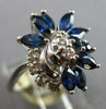 WIDE .98CT DIAMOND & AAA SAPPHIRE 14KT WHITE GOLD ROUND AND MARQUISE FLOWER RING