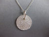 LARGE 1.30CT DIAMOND 14KT WHITE GOLD CLASSIC ROUND PAVE INVISIBLE PENDANT #27757