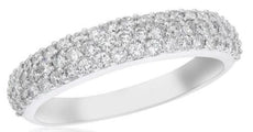 .78CT DIAMOND 18KT WHITE GOLD 3D 3 ROW ROUND PAVE SEMI ETERNITY ANNIVERSARY RING