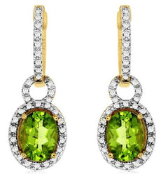 2.78CT DIAMOND & AAA PERIDOT 14KT YELLOW GOLD 3D LOVE KNOT HALO HANGING EARRINGS