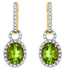 2.78CT DIAMOND & AAA PERIDOT 14KT YELLOW GOLD 3D LOVE KNOT HALO HANGING EARRINGS