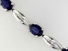 6.90CT DIAMOND & AAA SAPPHIRE 14KT WHITE GOLD 3D OVAL & BAGUETTE TENNIS BRACELET