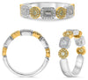 .88CT WHITE & FANCY YELLOW DIAMOND 18K TWO TONE GOLD & PLATINUM MULTI SHAPE RING