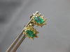 ESTATE 1.01CT DIAMOND & AAA EMERALD 14KT YELLOW GOLD FLOWER STUD EARRINGS #27586