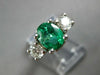 1.69CT DIAMOND & AAA EMERALD 14KT WHITE GOLD OVAL & ROUND ENGAGEMENT RING #27583