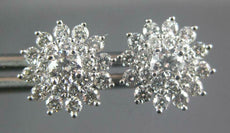 ESTATE .83CT DIAMOND 18KT WHITE GOLD 3D CLASSIC FLOWER STUD EARRINGS