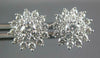 ESTATE .83CT DIAMOND 18KT WHITE GOLD 3D CLASSIC FLOWER STUD EARRINGS