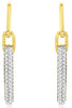 .25CT DIAMOND 14KT YELLOW GOLD 3D CLASSIC ROUND 2 ROW BAR FUN HANGING EARRINGS
