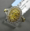 WIDE EGL 1.84CT WHITE & FANCY YELLOW DIAMOND 18K 2TONE GOLD OVAL ENGAGEMENT RING