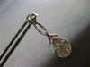 ESTATE LARGE 1.09CT DIAMOND 14K WHITE GOLD 3D CLUSTER TEAR DROP HANGING EARRINGS