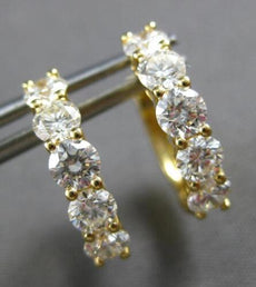 ESTATE 1.37CT DIAMOND 18KT YELLOW GOLD 3D CLASSIC 5 STONE HUGGIE FUN EARRINGS