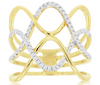 ESTATE .25CT DIAMOND 14KT TWO TONE GOLD MULTI ROW INFINITY CRISS CROSS LOVE RING