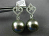 .42CT DIAMOND & AAA TAHITIAN PEARL 18K WHITE GOLD OPEN FILIGREE HANGING EARRINGS