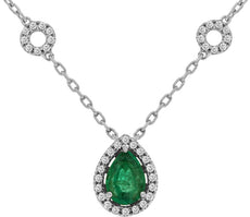 .93CT DIAMOND & AAA EMERALD 14KT WHITE GOLD TEAR DROP BY THE YARD LOVE NECKLACE