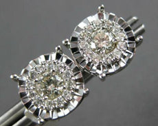 ESTATE LARGE .65CT DIAMOND 14KT WHITE GOLD SOLITAIRE SQUARE HALO STUD EARRINGS