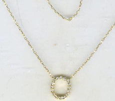 ESTATE .08CT DIAMOND 18KT YELLOW GOLD 3D CLASSIC O INITIAL FUN NECKLACE