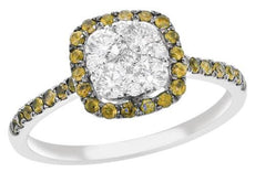 .83CT WHITE & CHOCOLATE FANCY DIAMOND 18KT WHITE GOLD 3D CLUSTER FRIENDSHIP RING