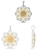 LARGE 2.86CT WHITE PINK & FANCY YELLOW DIAMOND 18K TRI COLOR GOLD FLOWER PENDANT