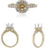 .60CT DIAMOND 14KT TWO TONE GOLD ROUND FLORAL 4 PRONG SEMI MOUNT ENGAGEMENT RING