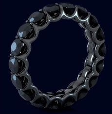 5.27CT BLACK DIAMOND 14KT BLACK GOLD 3D SHARED PRONG WEDDING ANNIVERSARY RING