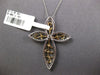 ESTATE 1.06CT DIAMOND 14KT TWO TONE GOLD 3D OPEN FILIGREE CROSS FLOATING PENDANT