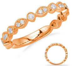 .28CT DIAMOND 14KT ROSE GOLD 3D MULTI LEAF BEZEL 3/4TH ETERNITY ANNIVERSARY RING