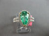 2.44CT DIAMOND & AAA EMERALD 18KT 2 TONE GOLD PEAR SHAPE & ROUND ENGAGEMENT RING