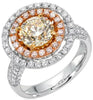 2.64CT WHITE FANCY YELLOW & PINK DIAMOND 18KT TRI COLOR GOLD 3D ENGAGEMENT RING