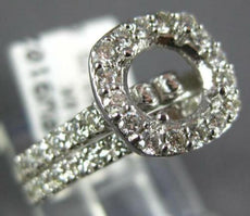 1.06CT DIAMOND 14KT WHITE GOLD ROUND HALO SEMI MOUNT ENGAGEMENT WEDDING RING SET
