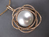 ESTATE LARGE .68CT DIAMOND & AAA SOUTH SEA PEARL 18KT ROSE GOLD 3D FLOWER PENDANT