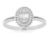 .2CT DIAMOND 14K WHITE GOLD ROUND & BAGUETTE CLUSTER OVAL BEADED FLORAL FUN RING