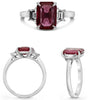 3.60CT DIAMOND & AAA RUBY PLATINUM 3D EMERALD & TRAPEZOID 3 STONE CLASSIC RING
